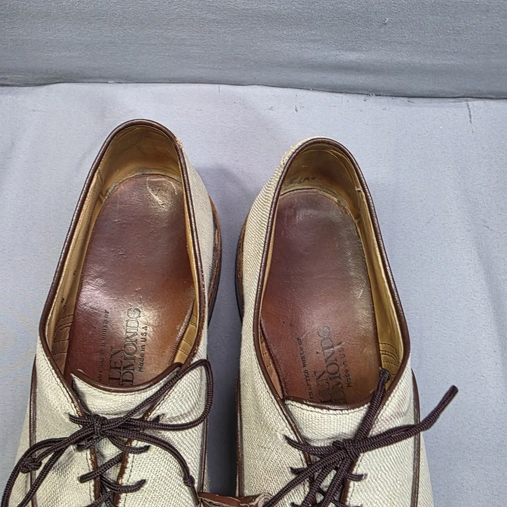 VINTAGE‎ 1985 Allen Edmonds Hunter Mens Oxford Linen Shoes 8 Grey Made USA RARE